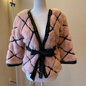 Party pink faux fur jacket S